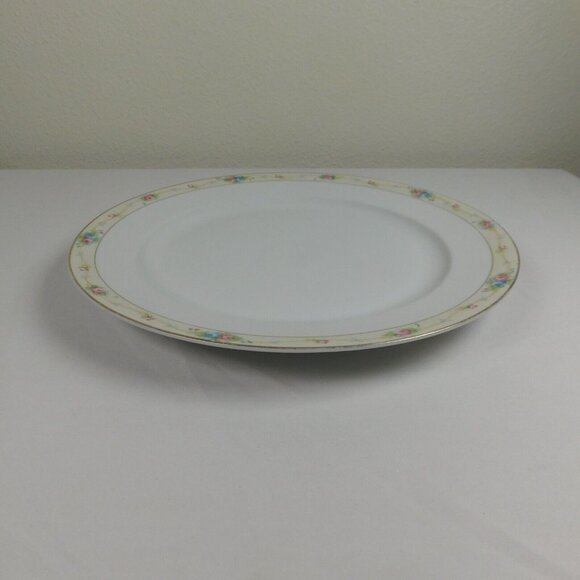 Noritake Marguerite 12" Round Chop Plate Pink Blue Roses Gold Band Handpainted - Picture 4 of 9
